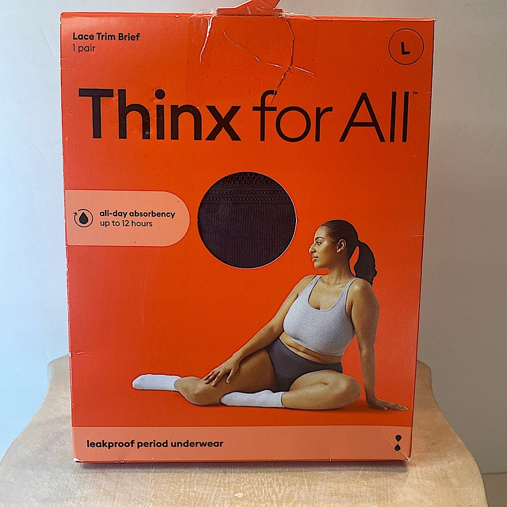 NEW THINX FOR ALL LACE TRIM LEAK PROOF PERIOD UNDERWEAR BLACK